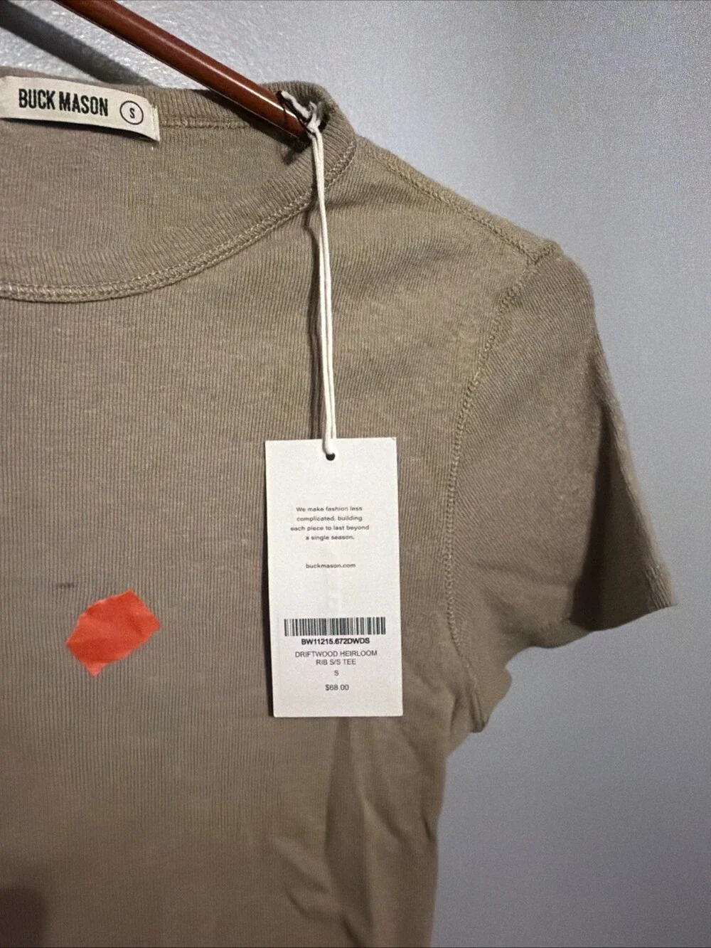 Buck Mason Women’s Small Driftwood Heirloom Rib S/S Tee